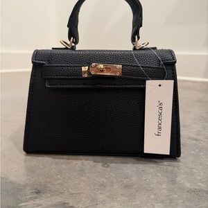 NWT Francesca's Collections Black Mini Purse / Top-Handle Bag with Gold Hardware